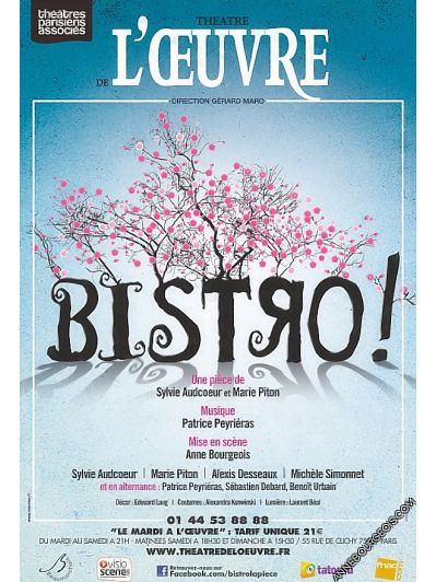 Affiche du spectacle "Bistrot!", pièce de théâtre mise en scène par Anne Bourgeois