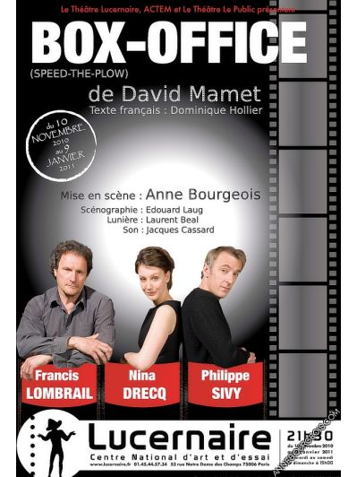 Affiche du spectacle "Box-office" mise en scène Anne Bourgeois