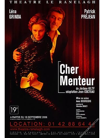 Affiche du spectacle "Cher Menteur", pièce de théâtre mise en scène Anne Bourgeois