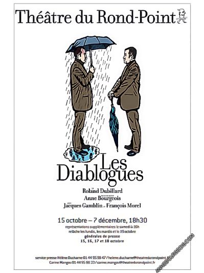 Affiche du spectacle "Les Diablogues", pièce de théâtre mise en scène par Anne Bourgeois, avec Jacques Gamblin et François Morel