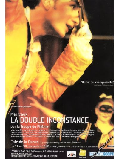 Affiche du spectacle "La Double Inconstance", la Troupe du Phénix, mise en scène Anne Bourgeois