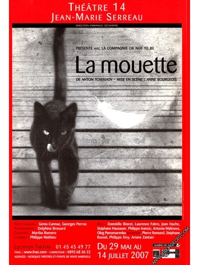 Affiche du spectacle "La Mouette" pièce de théâtre mise en scène par Anne Bourgeois