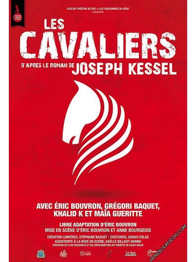 Affiche de la pièce de théâtre "Les Cavaliers" co-mise en scène par Eric Bouvron et Anne Bourgeois